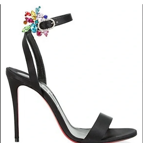 Christian Louboutin Goldie Joli Embellished Satin heels - Picture 2 of 5